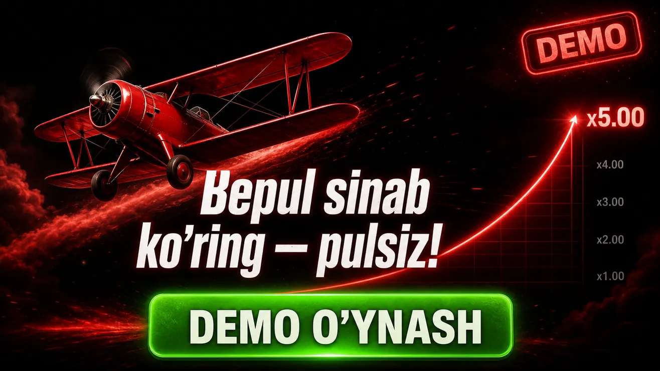 Aviator demo rejimida bepul o'ynash — virtual balans interfeysi
